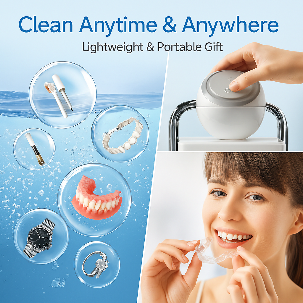 WorkSmart Premium Ultrasonic Retainer Cleaner – Portable Denture & Mouthguard Cleaning Pod | Deep Clean in Minutes | Kills 99.9% of Germs & Bacteria!