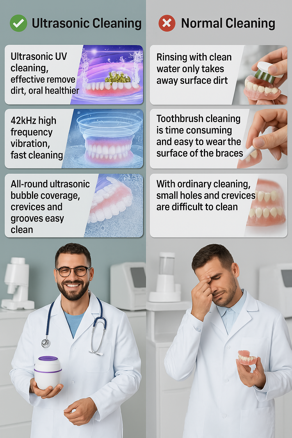 WorkSmart Premium Ultrasonic Retainer Cleaner – Portable Denture & Mouthguard Cleaning Pod | Deep Clean in Minutes | Kills 99.9% of Germs & Bacteria!