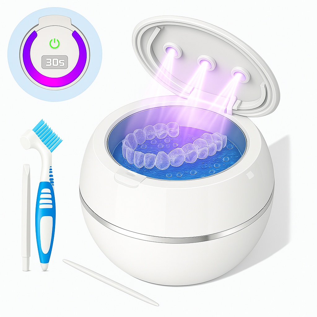 WorkSmart Premium Ultrasonic Retainer Cleaner – Portable Denture & Mouthguard Cleaning Pod | Deep Clean in Minutes | Kills 99.9% of Germs & Bacteria!