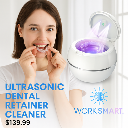 WorkSmart Premium Ultrasonic Retainer Cleaner – Portable Denture & Mouthguard Cleaning Pod | Deep Clean in Minutes | Kills 99.9% of Germs & Bacteria!